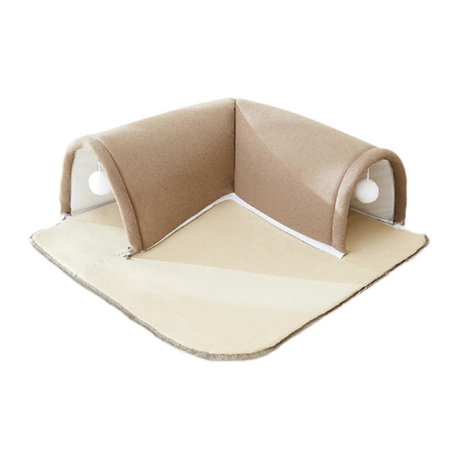 Cat Tunnel and Bed Portable Cat House Washable with Ball for Cat Kitty Relax Gray S
