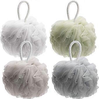 Dusjbadesvamp 68g Loofahs Strammer knuteballer Rich Skummer Mesh Loofah Body Scrubber for kvinner og menn - sett med 4-pakning (nøytrale farger)