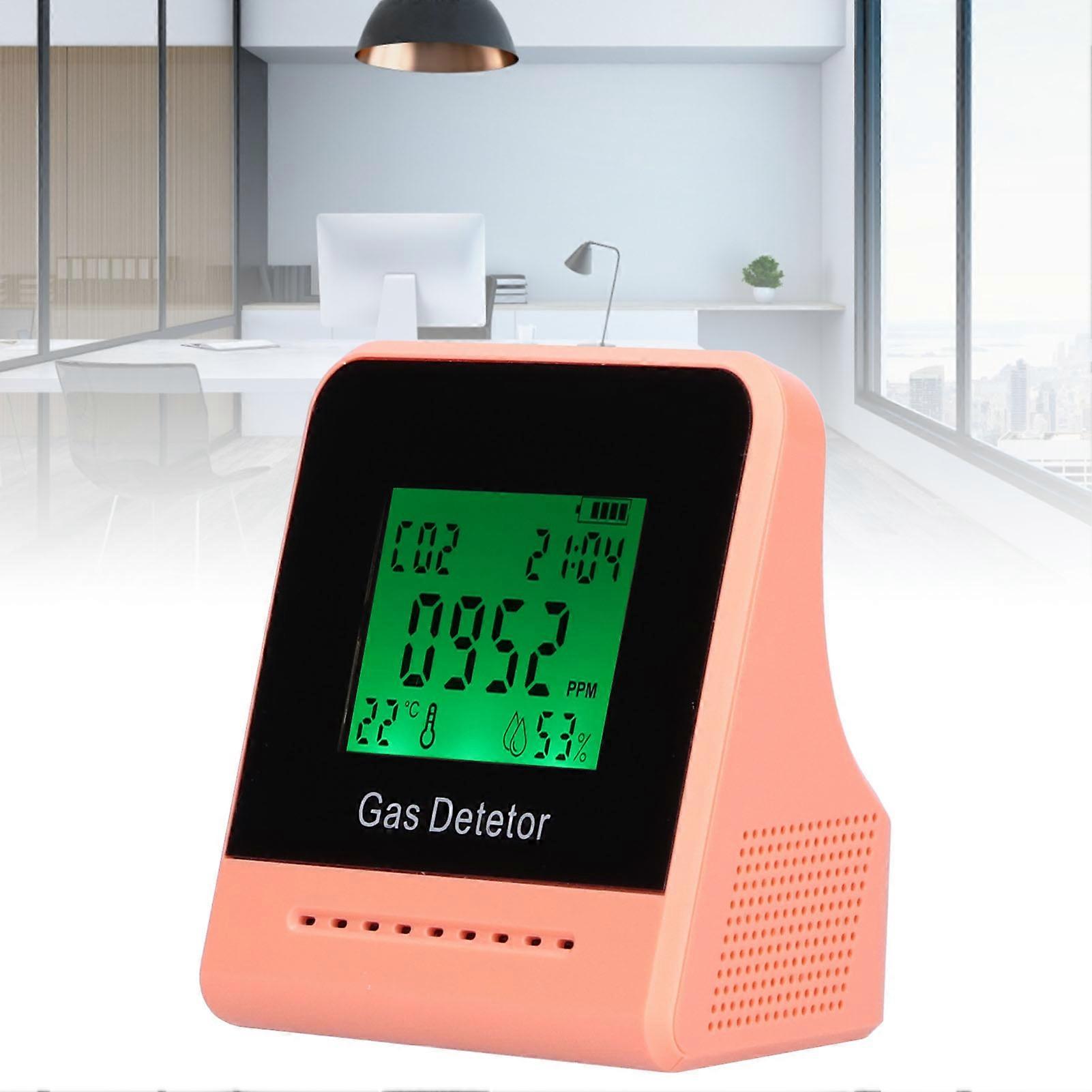Air Quality Detector CO Temperature Humidity Monitor with Clock USB Charging[pink]