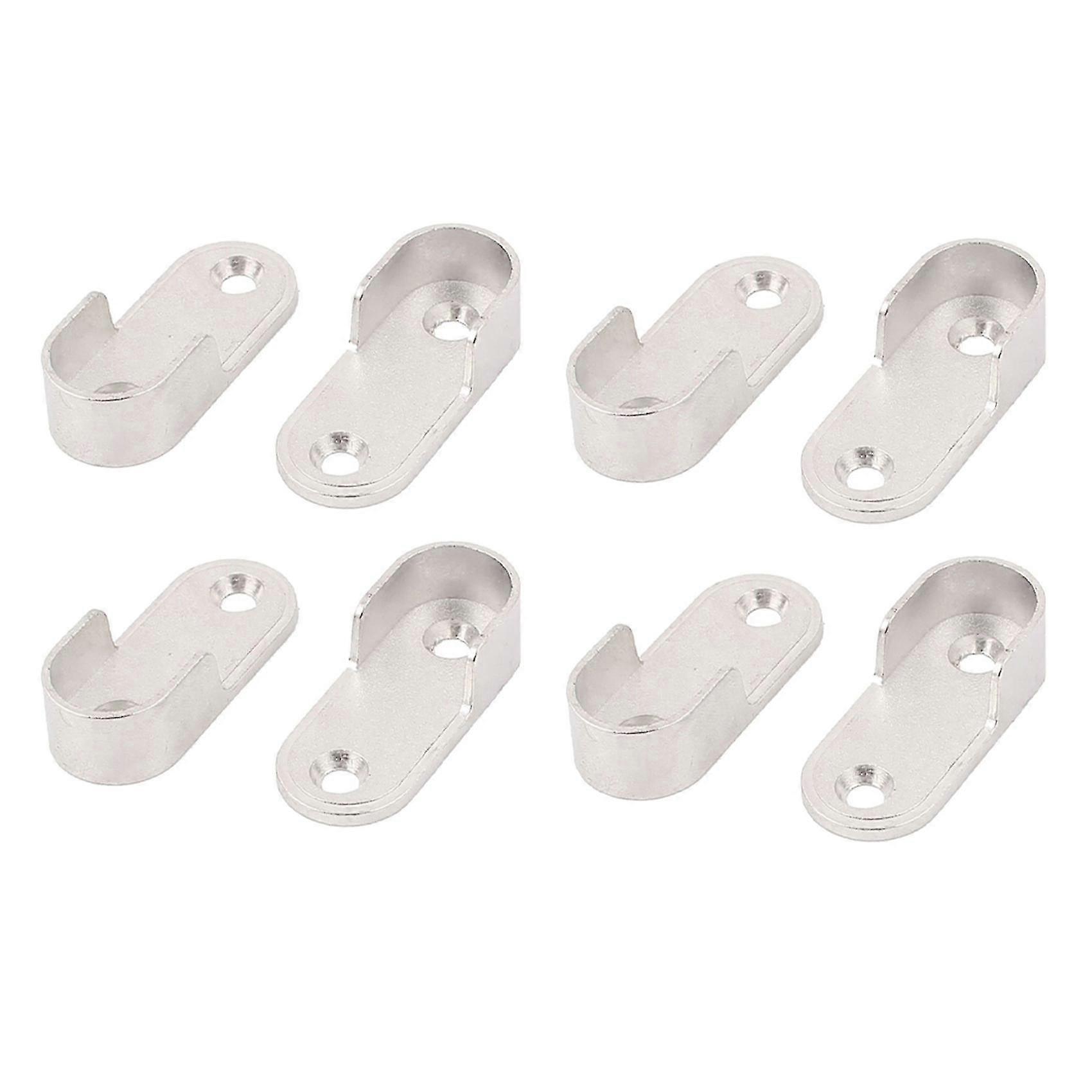 8x Oval Wardrobe Hanging Rail Rod End Bracket Support Silver Tone