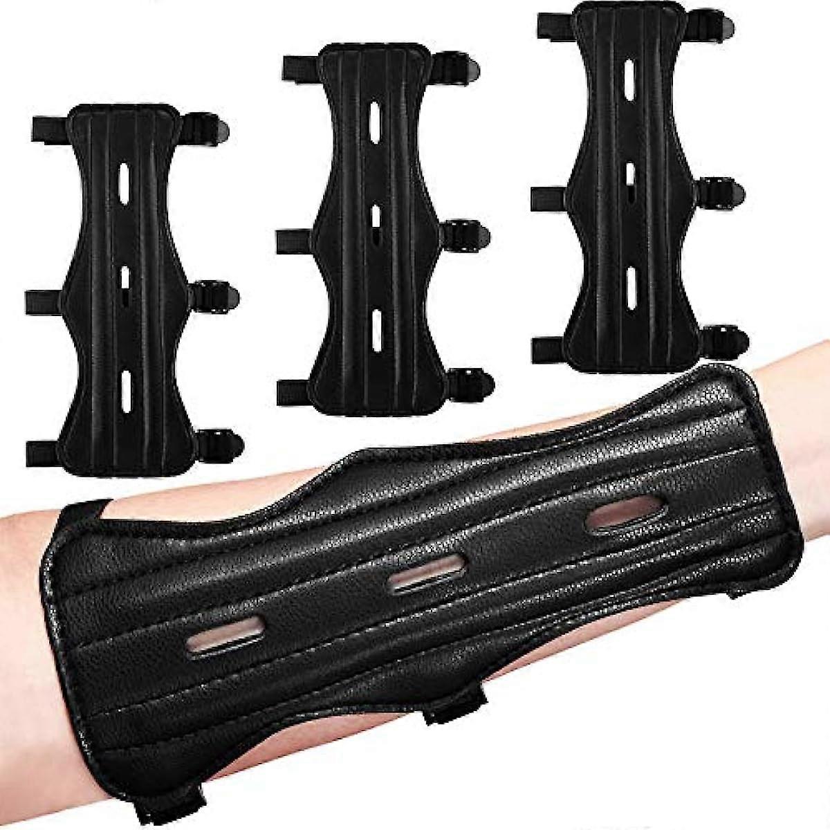 4 Pack Archery Arm Guard Leather Forearm Protector Adjustable Bow Arm Protector Armguard for Hunting