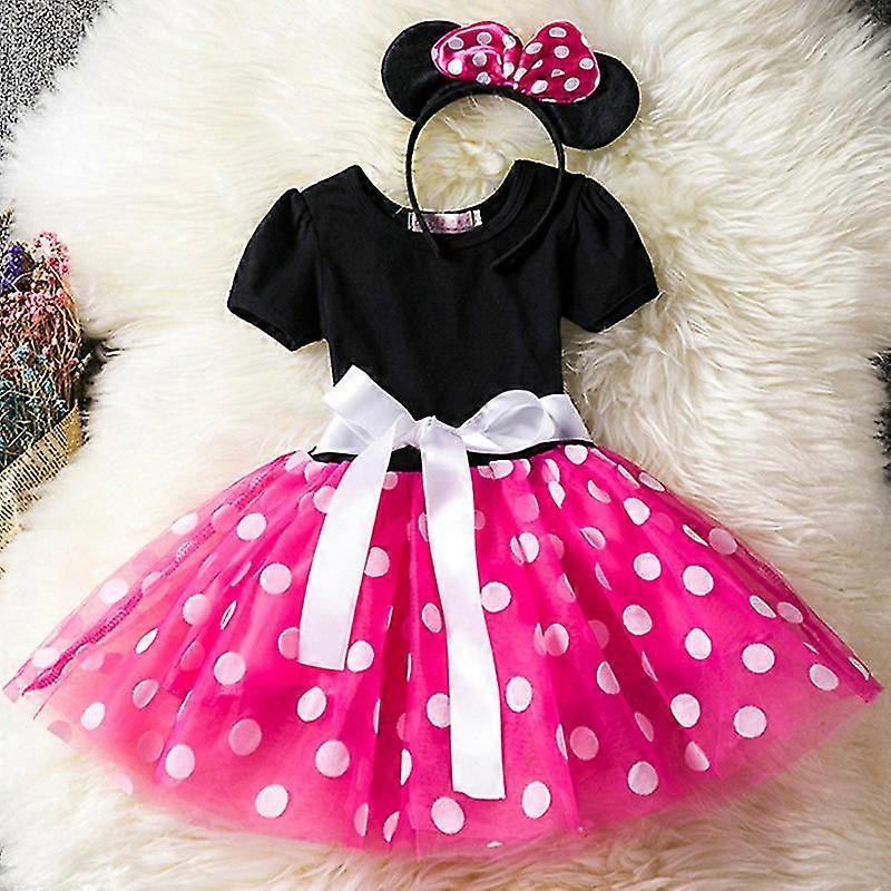 Děti Dívka Minnie Mouse Polka Dot Narozeninová oslava Luk Tutu Tylle Šaty