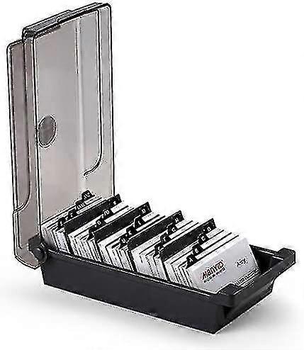 Office Desk Business Card Storage Box With Divider And Index Label (black)-Excellence