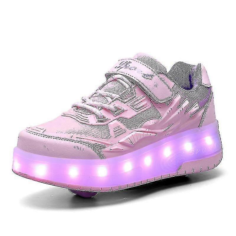Kinder Turnschuhe Doppelräder Led Light Schuhe Q7-yky