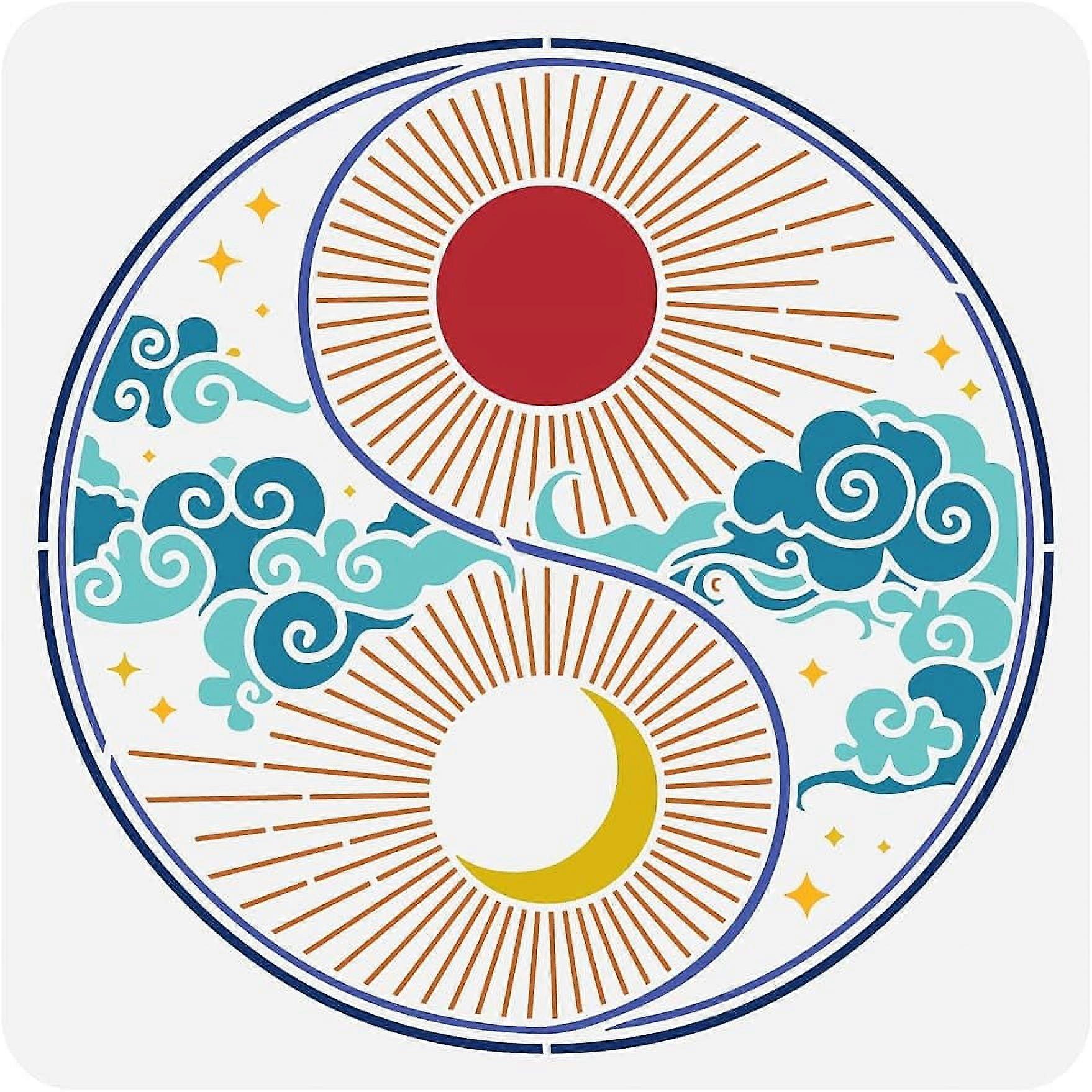 1Pc Sun Moon Gossip Painting Stencil Large Sun Moon Magic Clouds Stencil for Painting