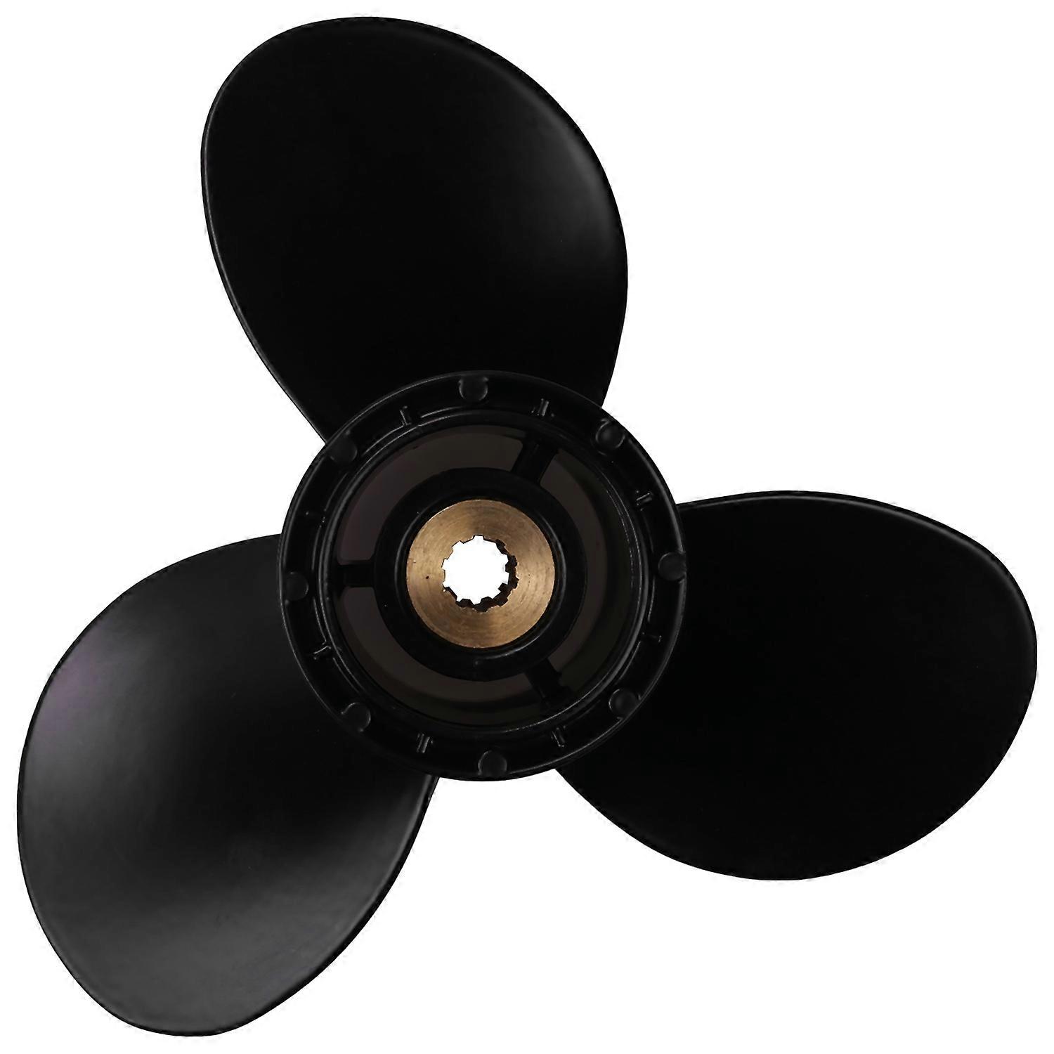 Outboard Propeller 58100-93723-019 For 8-20Hp 9 1/4 X 9 Aluminum Alloy 3 Blade Black 10 Spline Toot