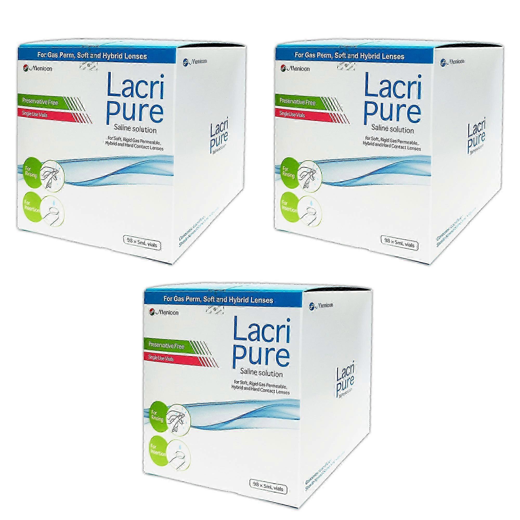 Menicon Lacripure Rinsing & Insertion Saline Solution 98 Vials (pack Of 3)