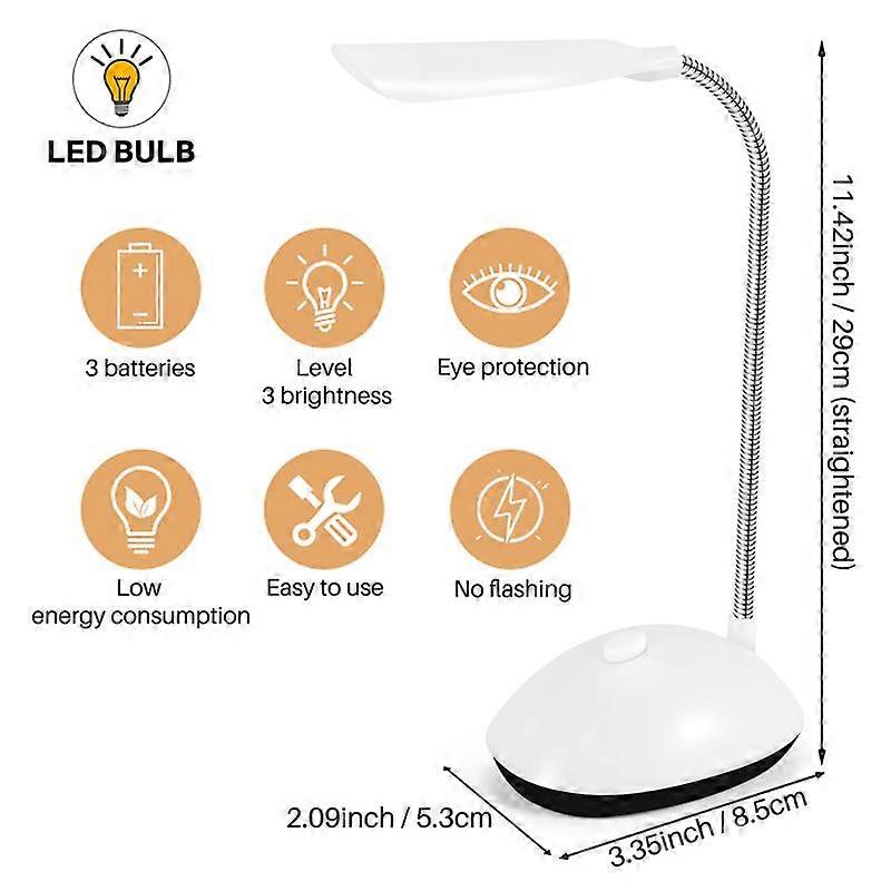 Light LED Desk Lamp 360 Degree Rotating Eye Protection Kids Student Reading Light LED Desk Lamp ,Wh