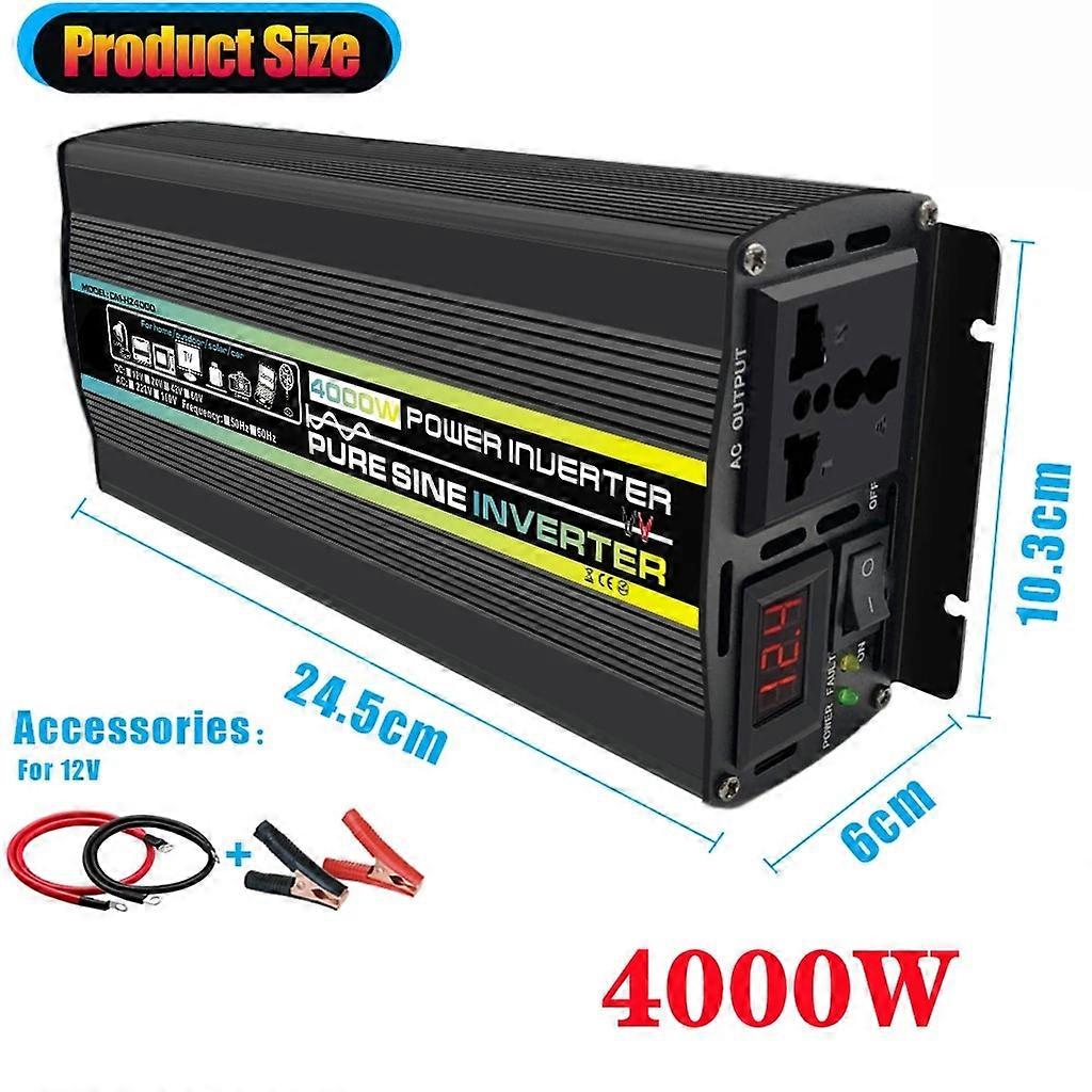 3000/10000W LCD Display Solar Power Inverter 12V 24V 48V 60V to 220V Pure Sine Wave Voltage Transformer Car Charge Converter TN