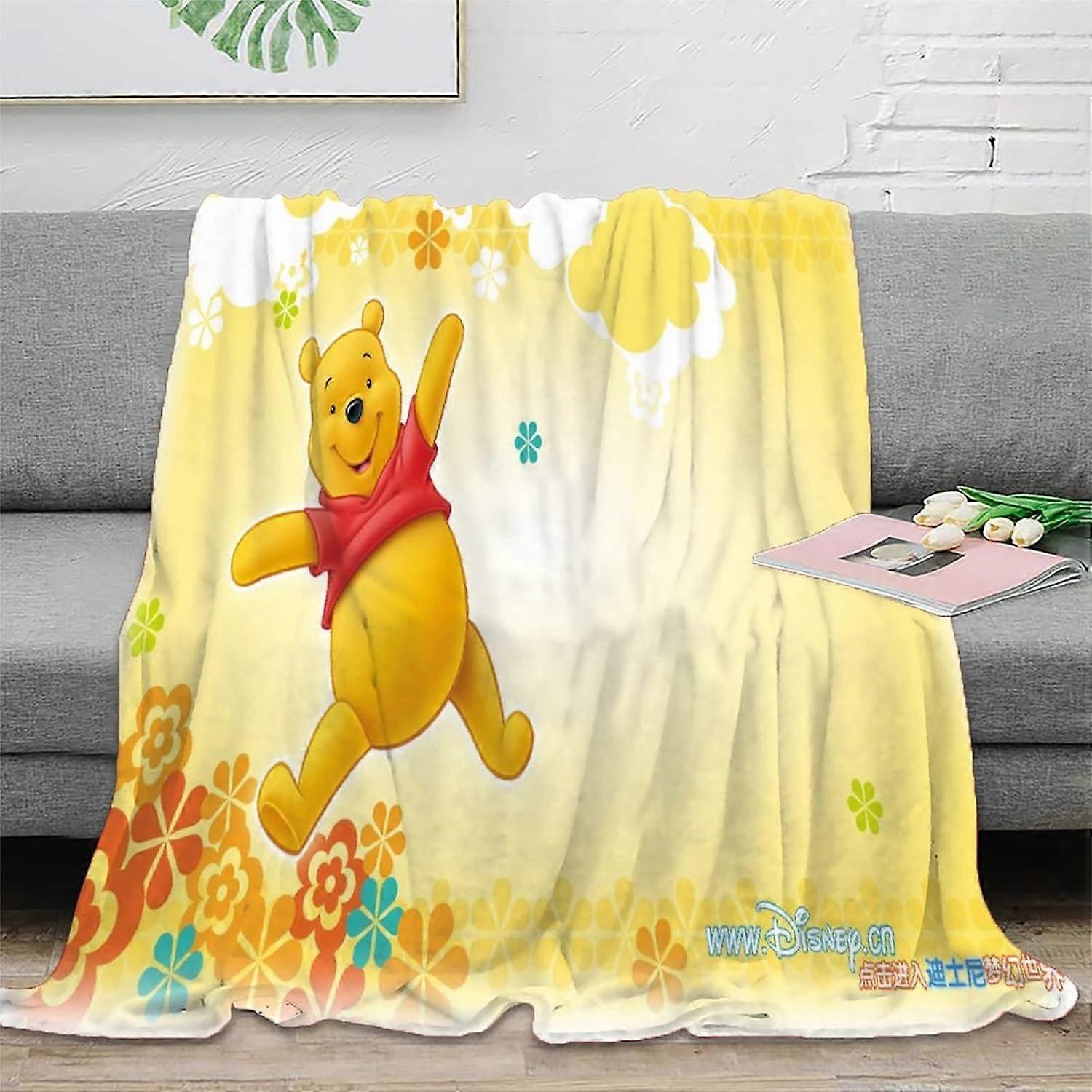 Cobertores de Flanela de Lã com Padrão Winnie The Pooh Macios e Quentes para Sofá Outono & Inverno Cobertor Fofo Cama Acessórios para Quarto de Crianças AZXS
