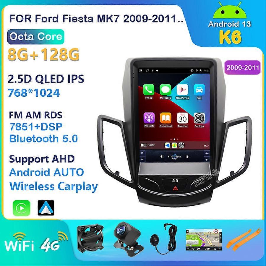 8 + 128G Carplay DSP 4G 8 core Android 13 Voiture Radio Lecteur Vidéo Multimédia Pour Ford Fiesta 2009 2010-2016 Navigation GPS 2 DIN