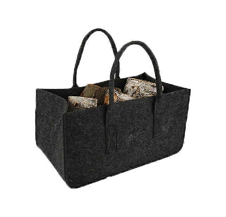 ZK-Large-capacity simple wool viscose bag firewood basket (dark gray 50*25*25cm)