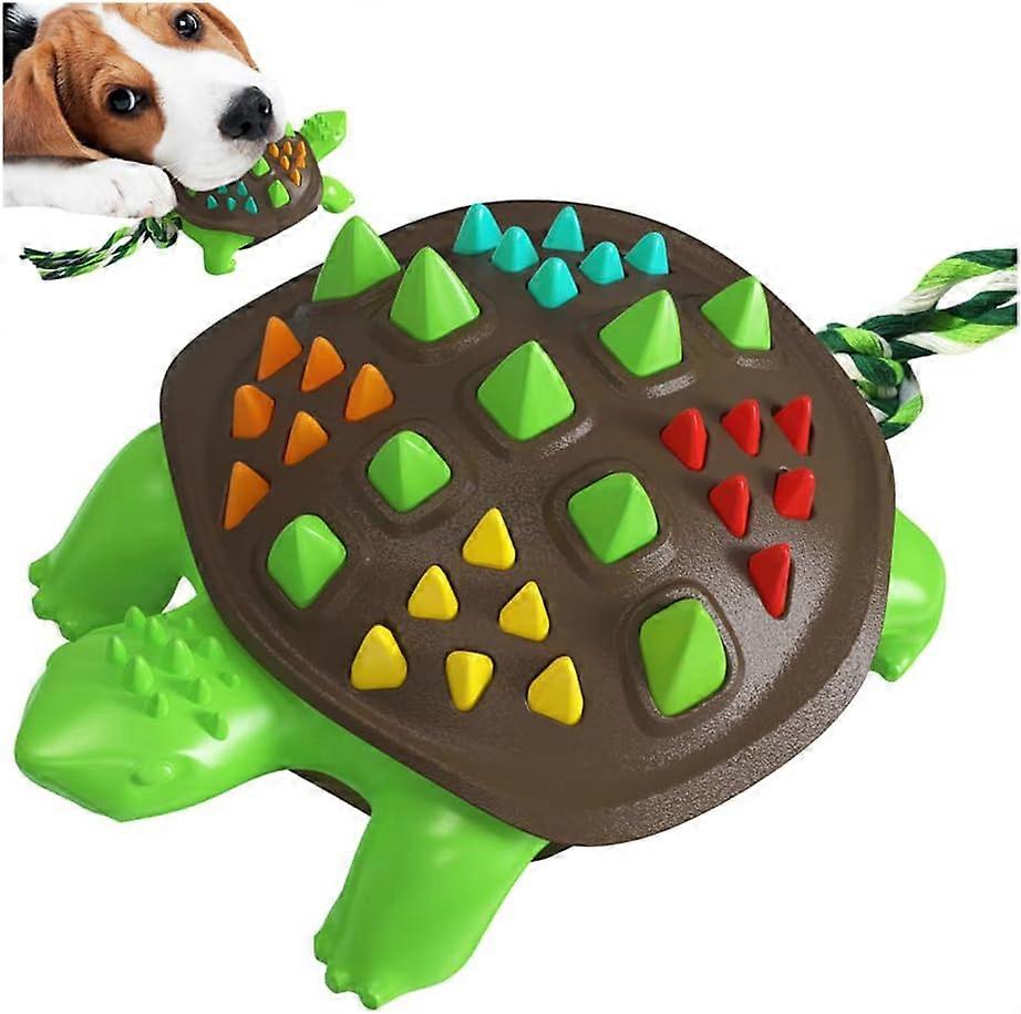 Tortoise Dog Chew Toys for Aggressive Chewers Medium and Large Dog Cleaning Chew Toy Indestructible Toughest Toothbrush Toys(Brown+Green),2024 Ping