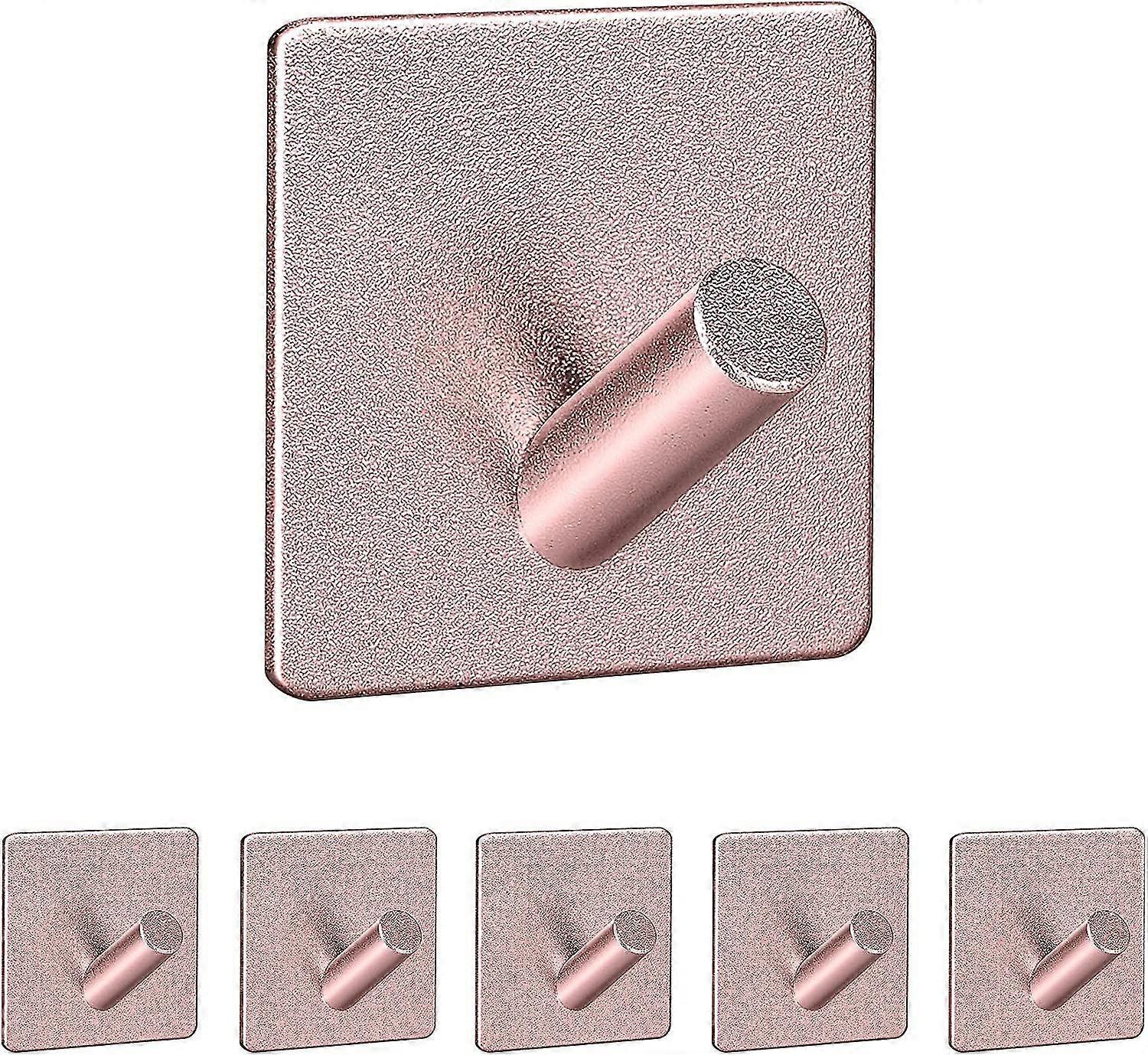 6pcs Pink Adhesive Wall Hooks