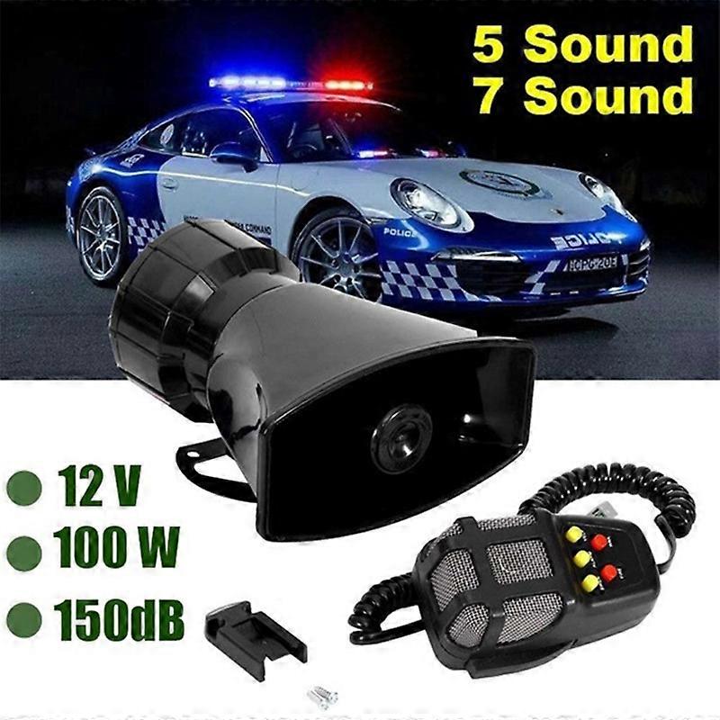 Wireless Remote Control 7-Sound Horn & Siren - 120-150dB, 100W, 12V For Car, Truck, Or Vehicle