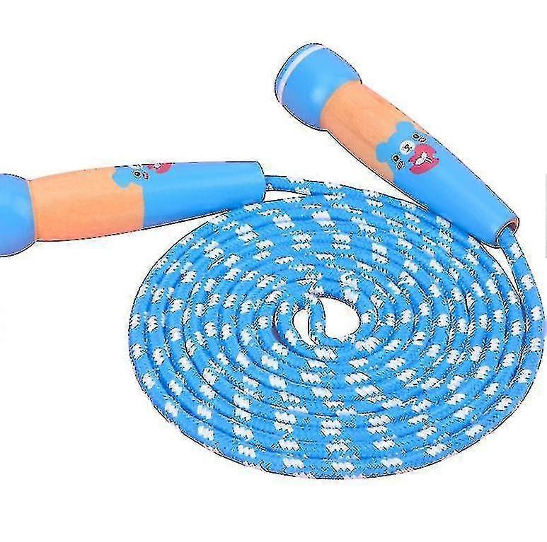 Yaju Adjustable Skipping Rope With Wooden Handle For Kids1pcs,blue
