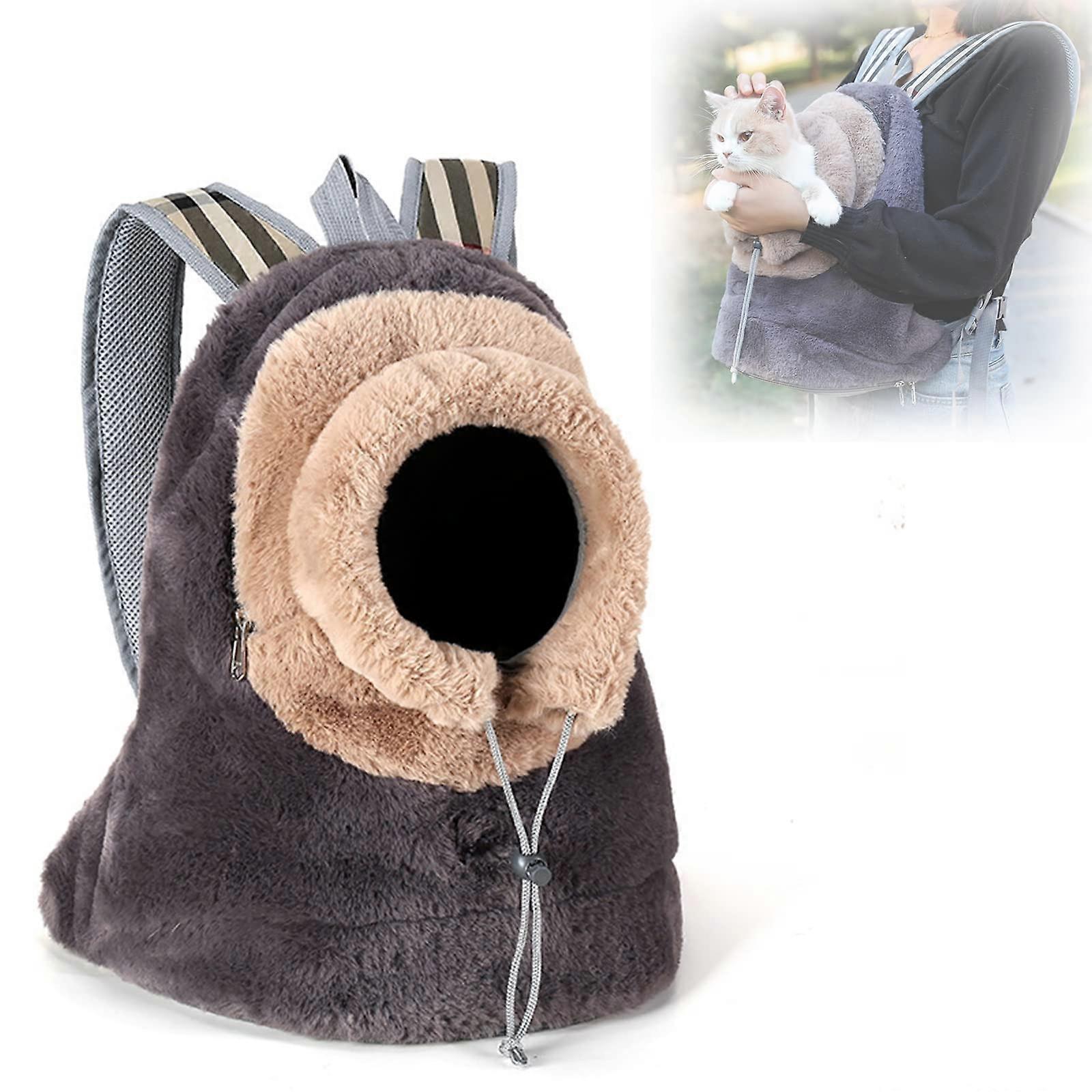 Pet Carrier Backpack Cat Dog Front Shouder Pack with Adjustable Breathable Head Out Design Plush Pet Carry Chest Bag