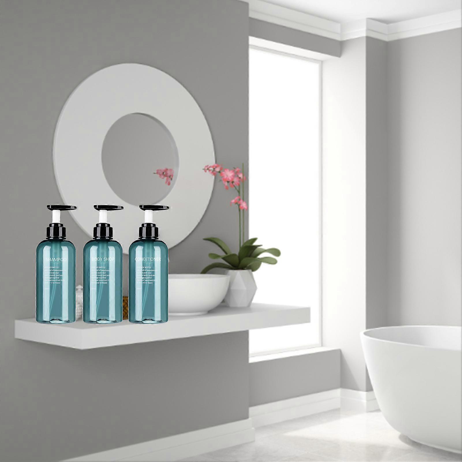 3 Pack Shampoo Bottle Pump Dispenser, 500ml Empty Plastic Soap Dispenser Bottle, Refillable Dispenser