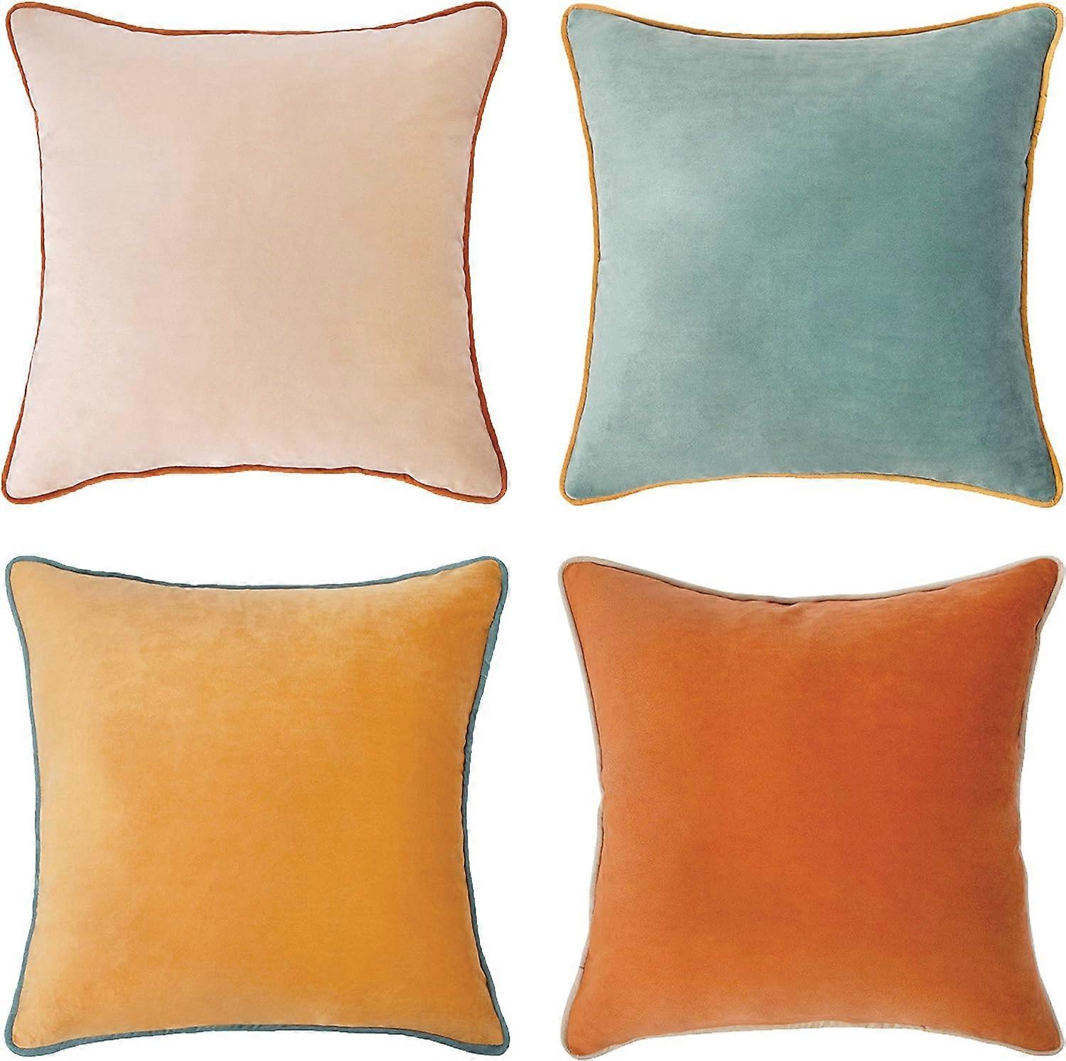 Decorative Throw Pillow Covers Cushion Cases, Set of 4 Soft Velvet Modern Double-Sided Designs, Mix and Match for Home Decor, Pillow Inserts Not Incl