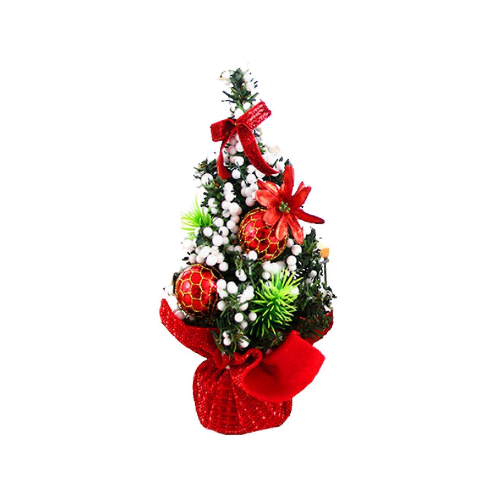 20cm Mini Christmas Tree Christmas Desktop Decoration Red and White Particle Tree Material: PVC+Cloth