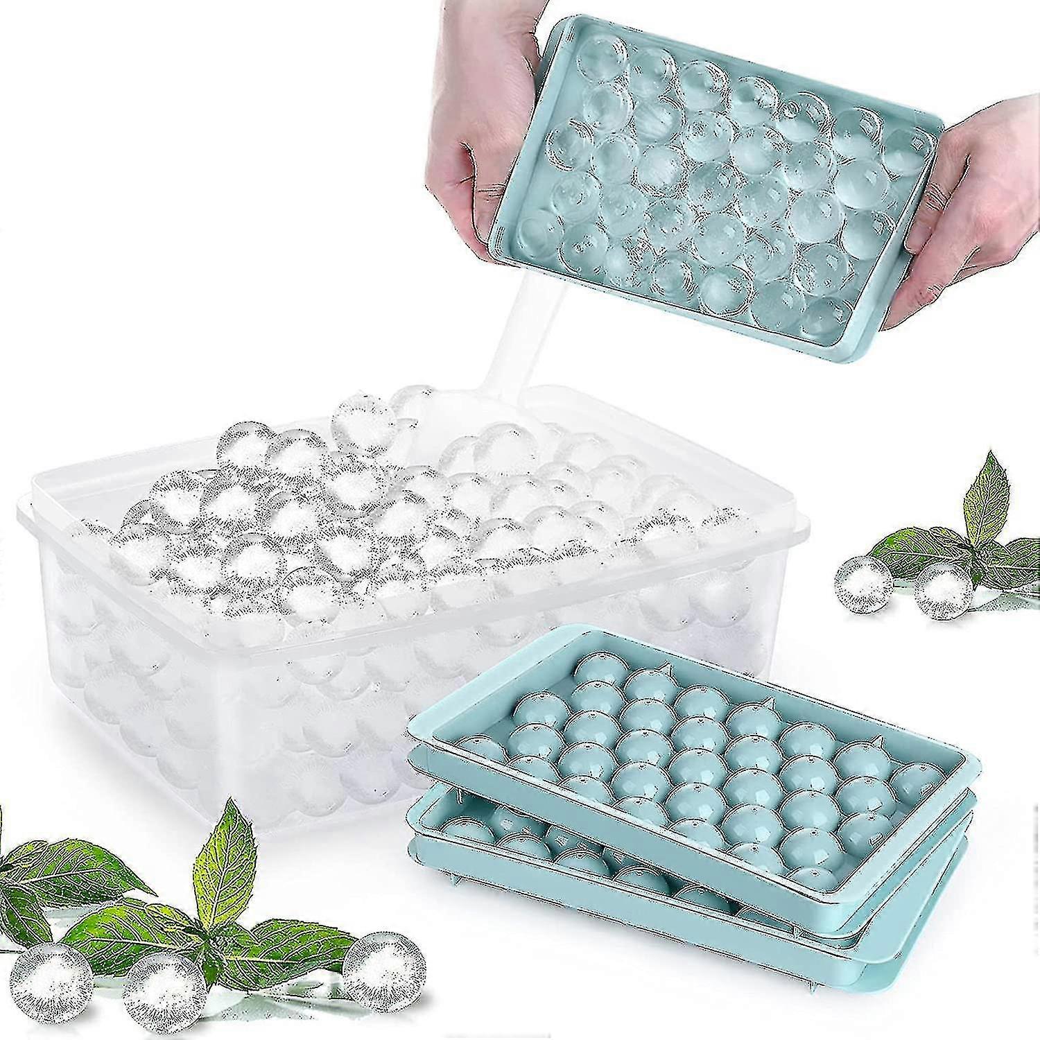 Round Ice Cube Tray Ball Maker Mold For Freezer With Container Mini C