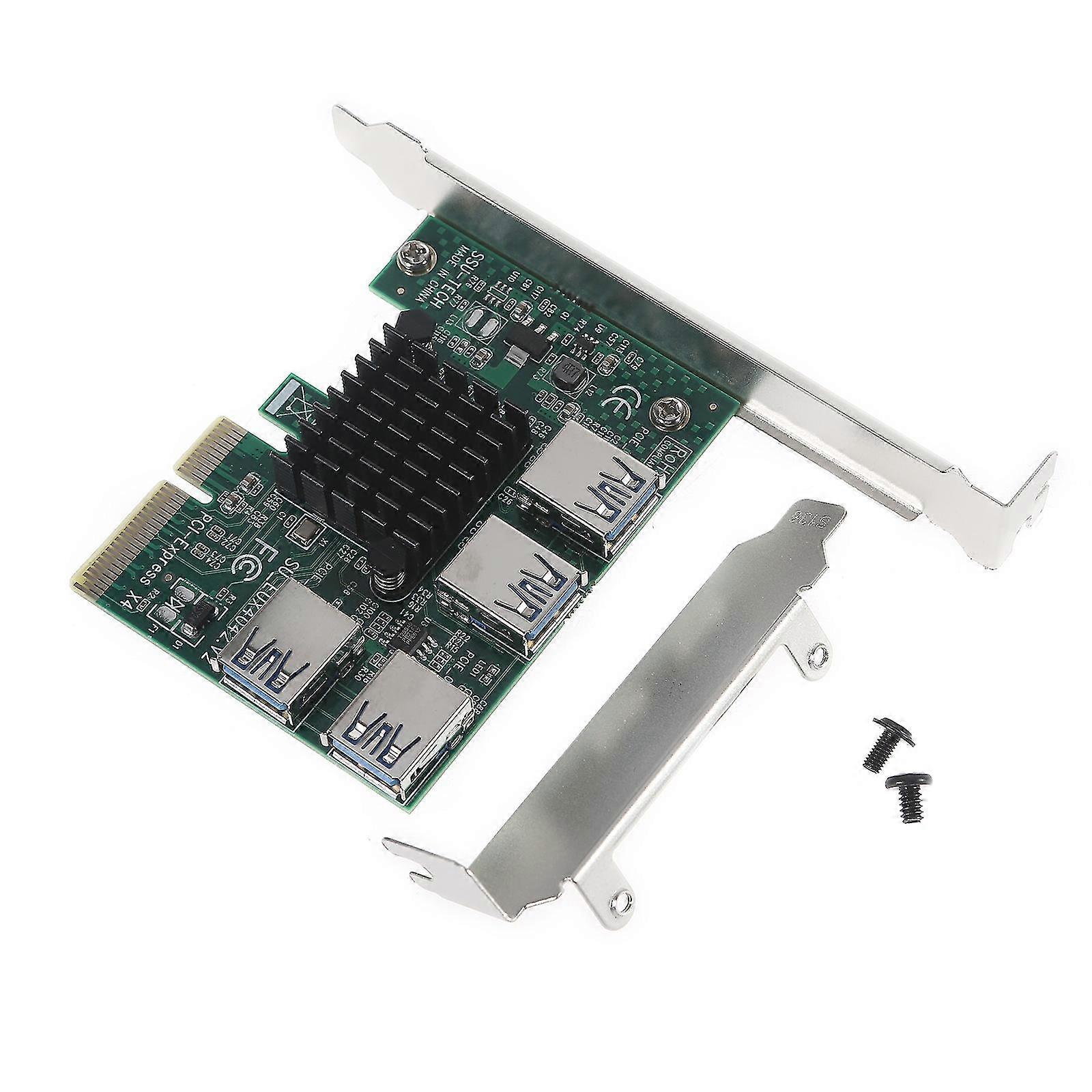 1 To 4 Pci-e 4x To External 16x Riser Card Usb 3.0 Adapter Card For Btc Mining
