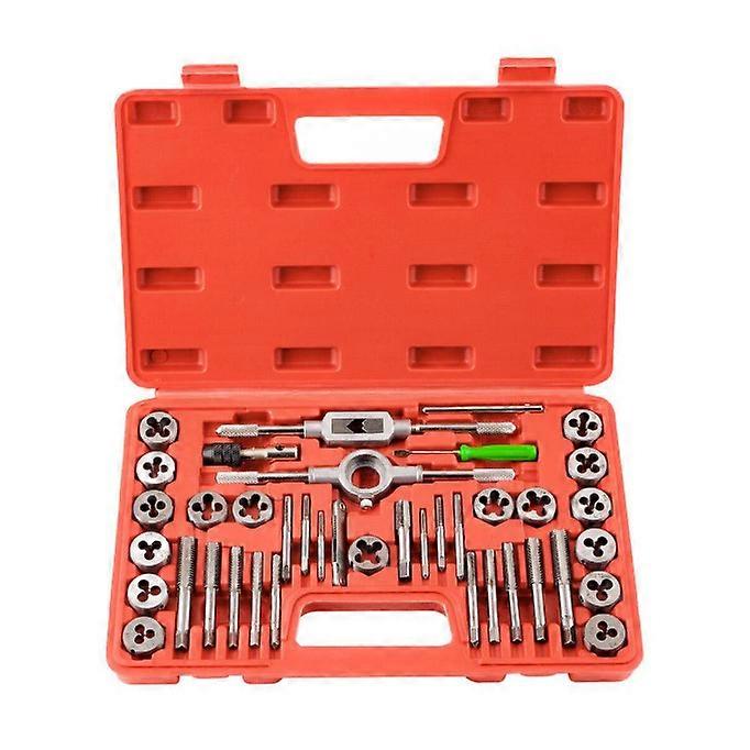 Metric Taps and Dies Set 40 Pieces M3-M12 Steel Fluted Taps Kit Thread Dies Screw Extractors