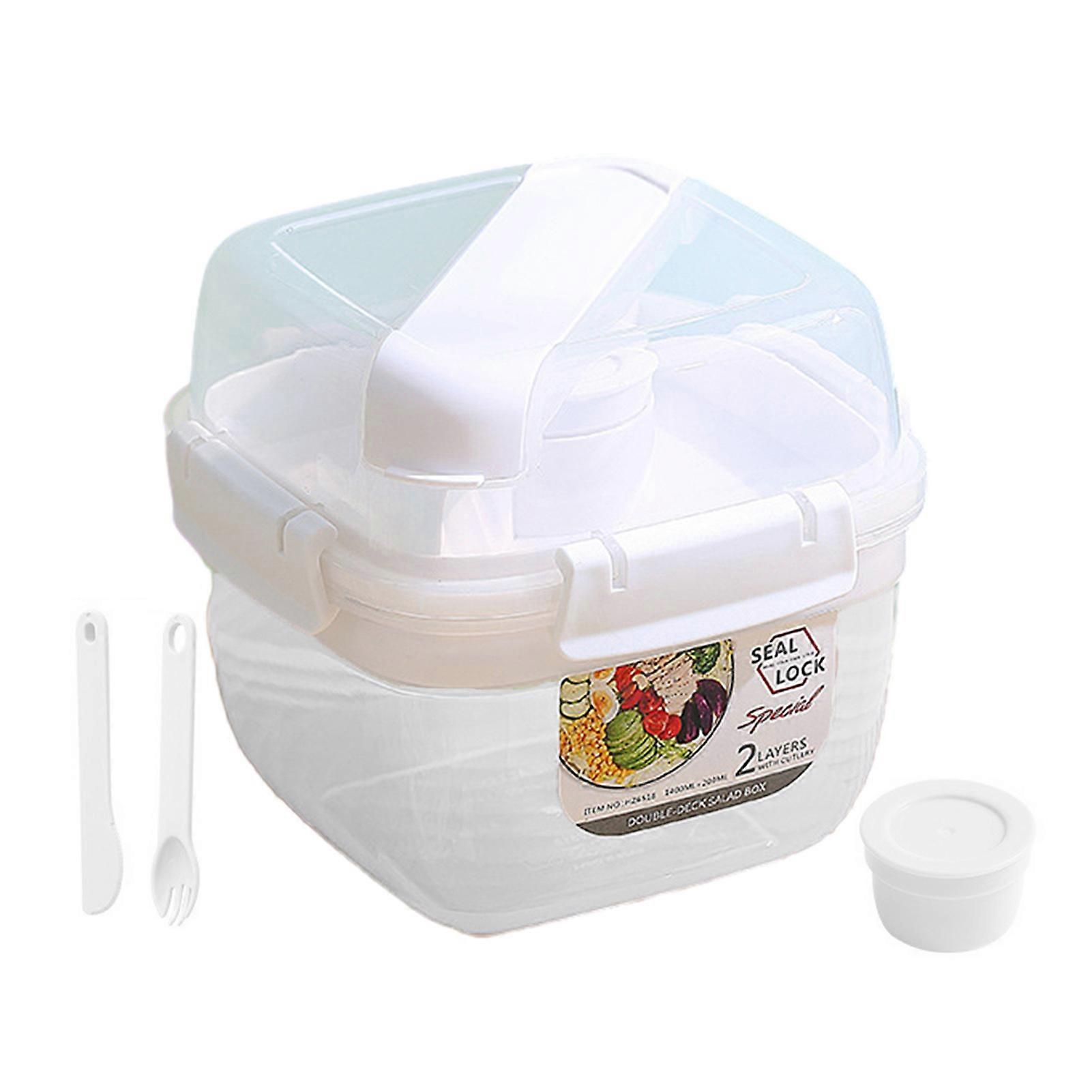 Lunch Box Easy to Carry Convenient Cleaning Portable Good Sealing Large Capacity Storing Fruit PP Material Double-layer Salad Box School Supply KAESI