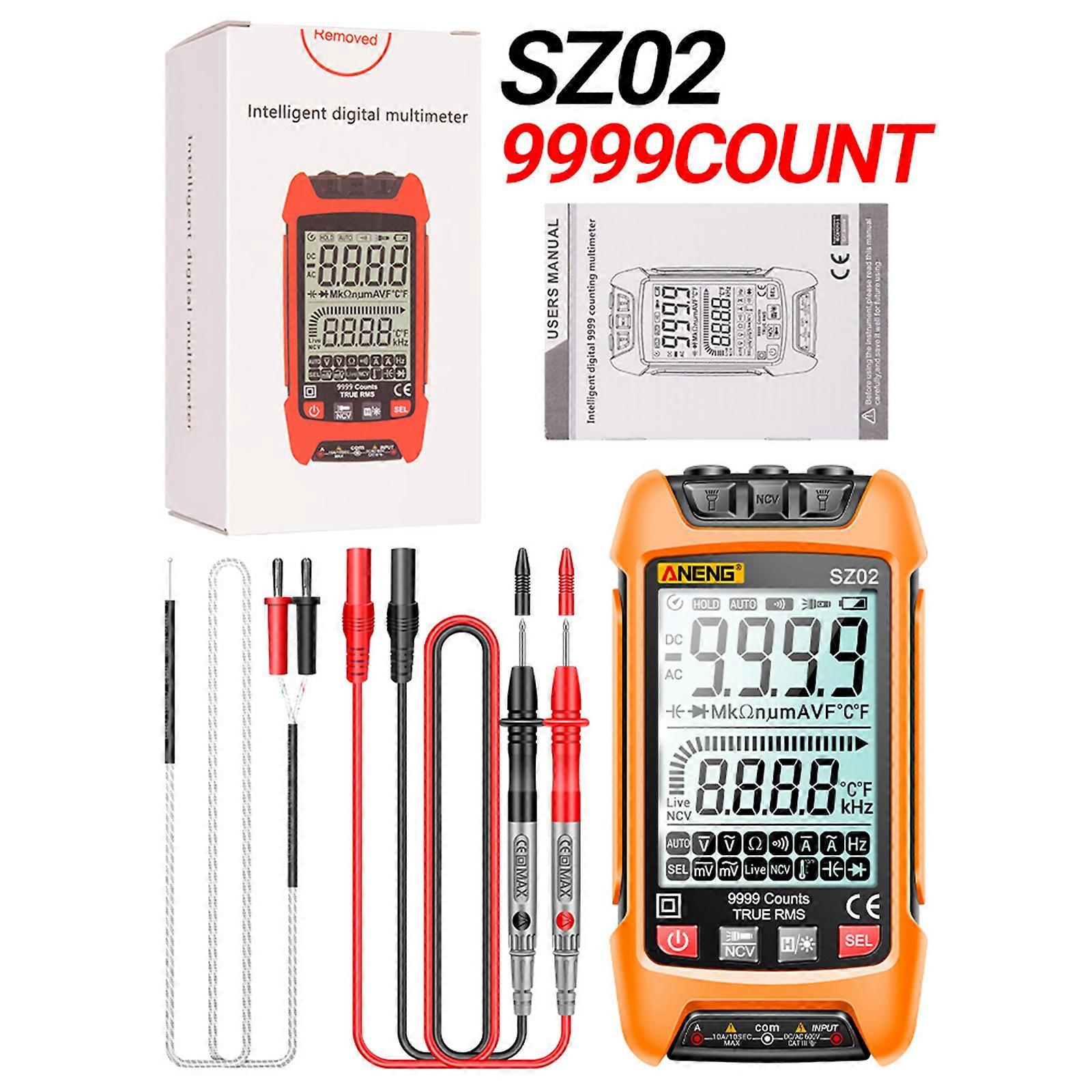SZ02 Smart Digital Multimeter Auto Range 9999 Counts NCV Voltmeter Ammeter AC/DC Voltage & Current Resistance Frequency