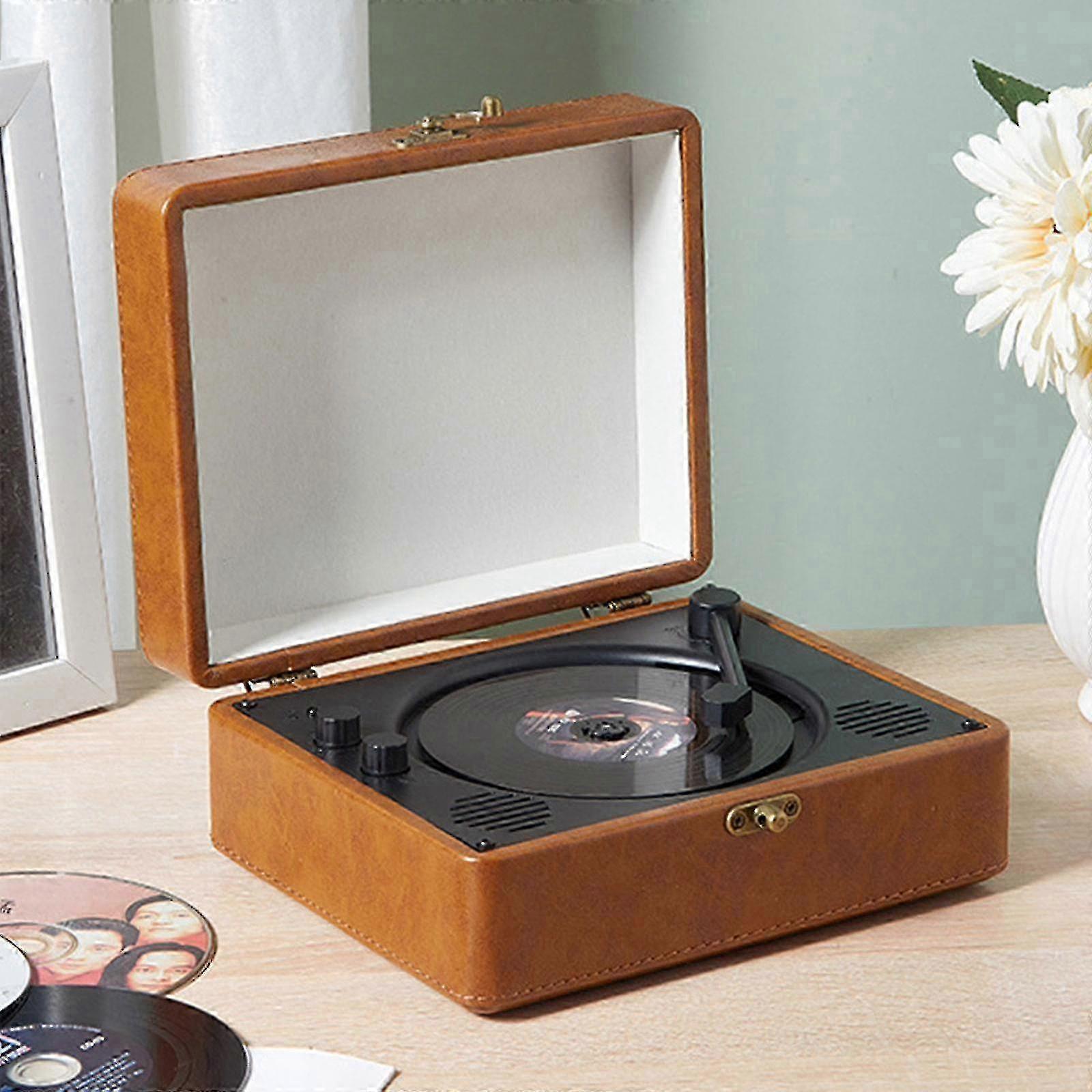 Bluetooth Cd Player Disc Player Birthday Festival Gift With Infrared Remote, Vintage Cd Player With Pu Leather Wooden Case