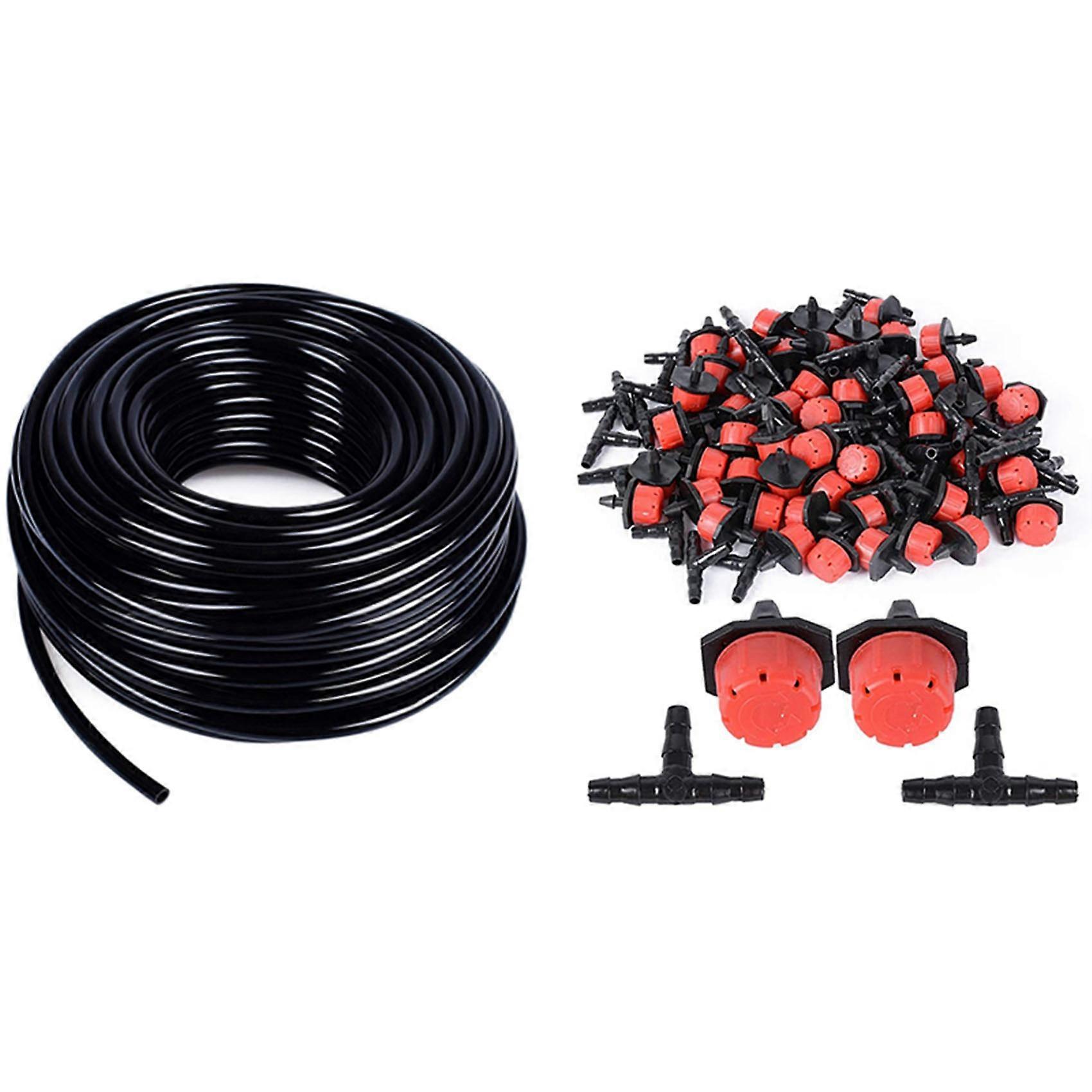 30Meter 1/4 Inch Distribution Drip Irrigation Hose with 200 Adjustable Irrigation Drippers and Drip