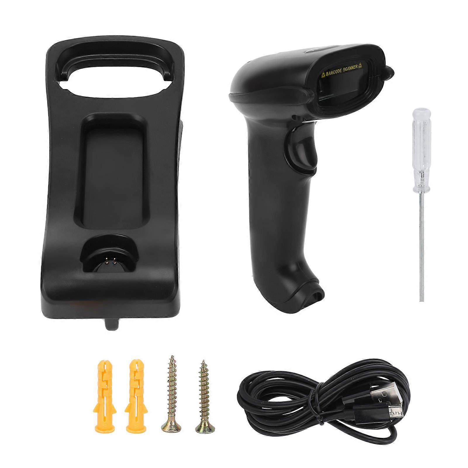 Barcode Scanner 2.4G Wireless USB Charging Handheld Portable 1D Cordless Barcode Reader with Adjustable Stand