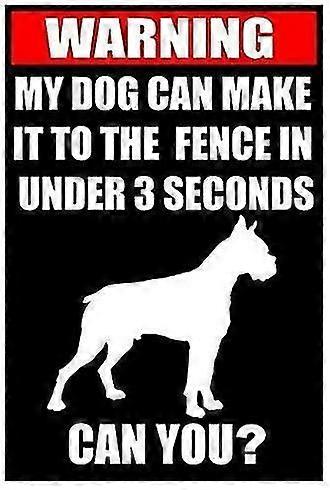 Aviso engraçado Cuidado com o Dog Boxer Sign Preto 8x12 polegadas OU 12x16 polegadas barra de metal, sala de estar Decoratio