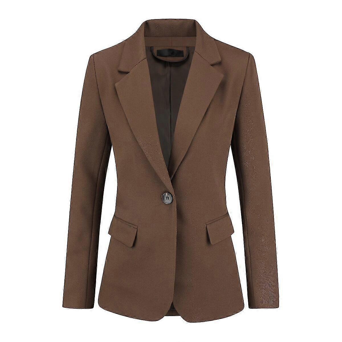 VAWAN Womens Solid Color One Button Everyday Wear Sports Jacket