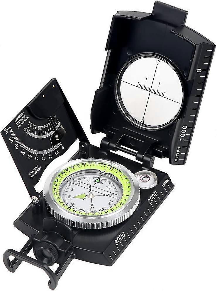 Professional Multifunction Compass, Full Metal, Waterproof, High Accuracy, with Inclinometer and Spirit Level for Hiking, Climbing, Boating, Explorati