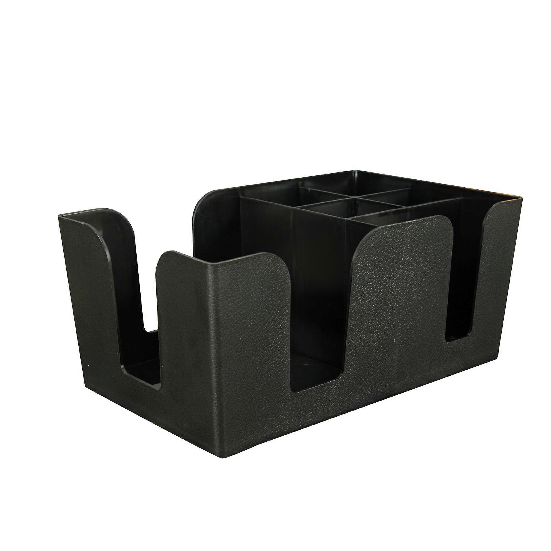 Napkin Holder, 6 Compartment Condiment Caddy - Rectangle, Tabletop, Black Plastic Napkin Caddy, Refillable, Easy Access