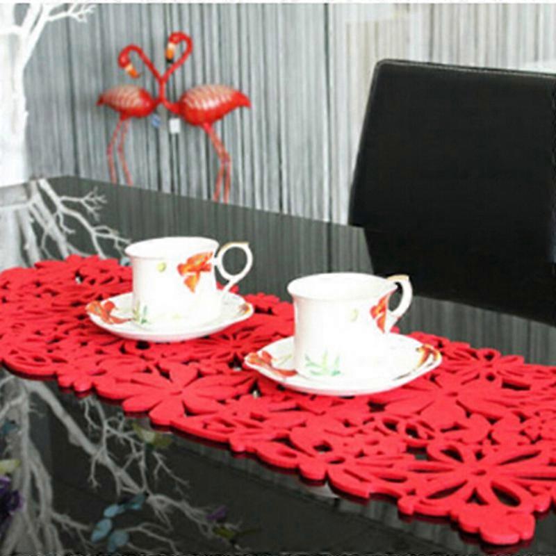 Laser Cut Flower Design Feutre Sets de table Sous-verres Cuisine Dîner Art Sets de table beaux tapis de tasse de table creux