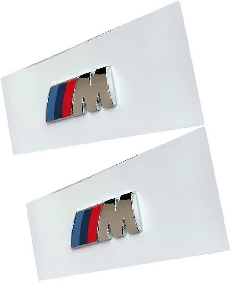 استبدال علامة شارة الحاجز الأمامي BMW M - 2 قطعة ملصق شعار ملصق لوحة رياضية (فضي)