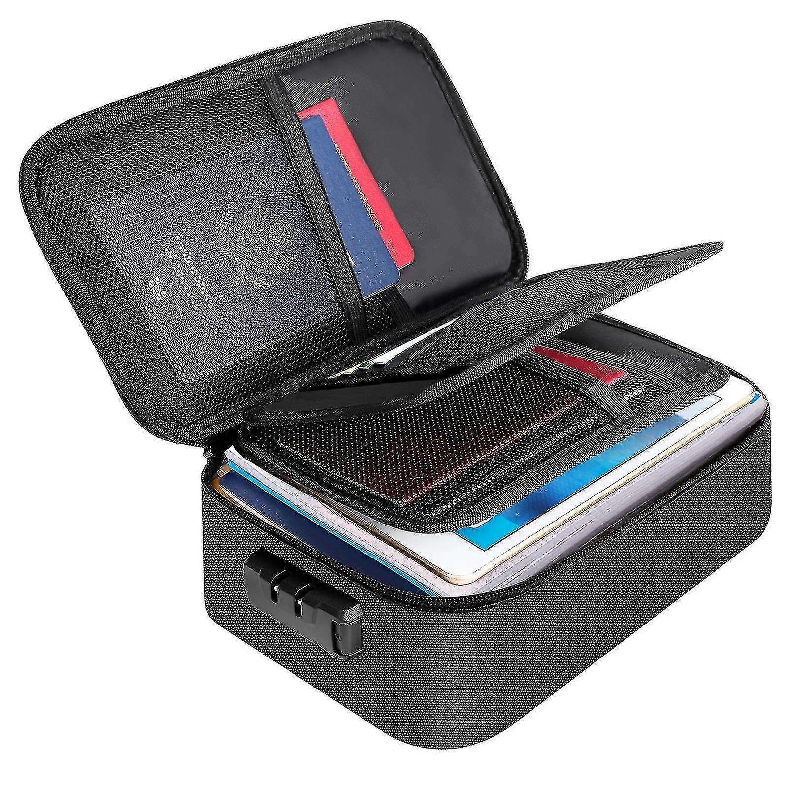 File Storage Box Fireproof Document Organizer With Safe Code Lock Large Capacity Multi-layer File Storage Bag