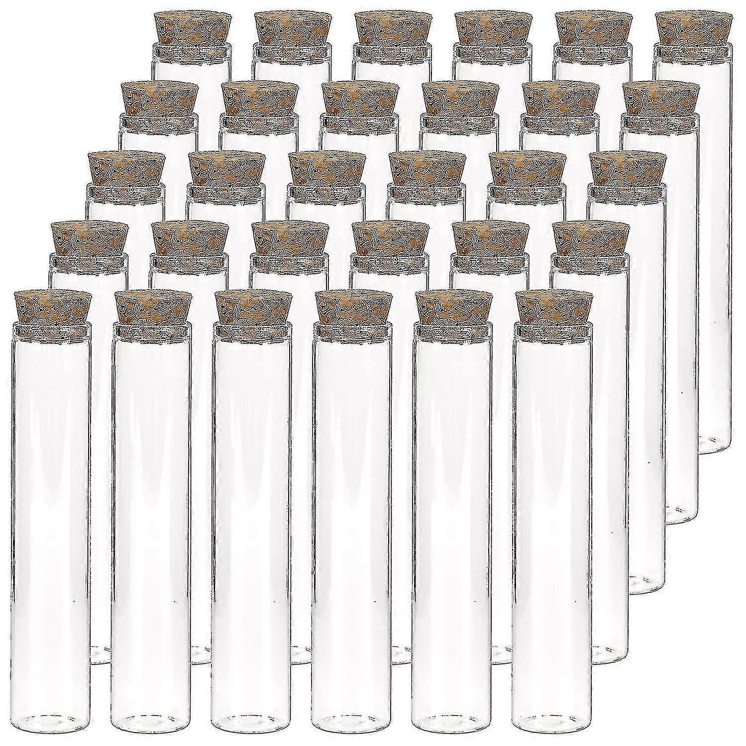 25ml Clear Flat Glass Test Tubes with Cork Stoppers - Pack of 30 for Scientific Experiments