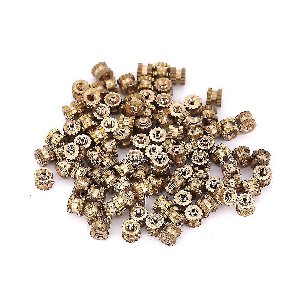 M2 100pcs Brass Cylinder Knurled Round Molded in Insert Embedded Nuts (M2*4*3.5)