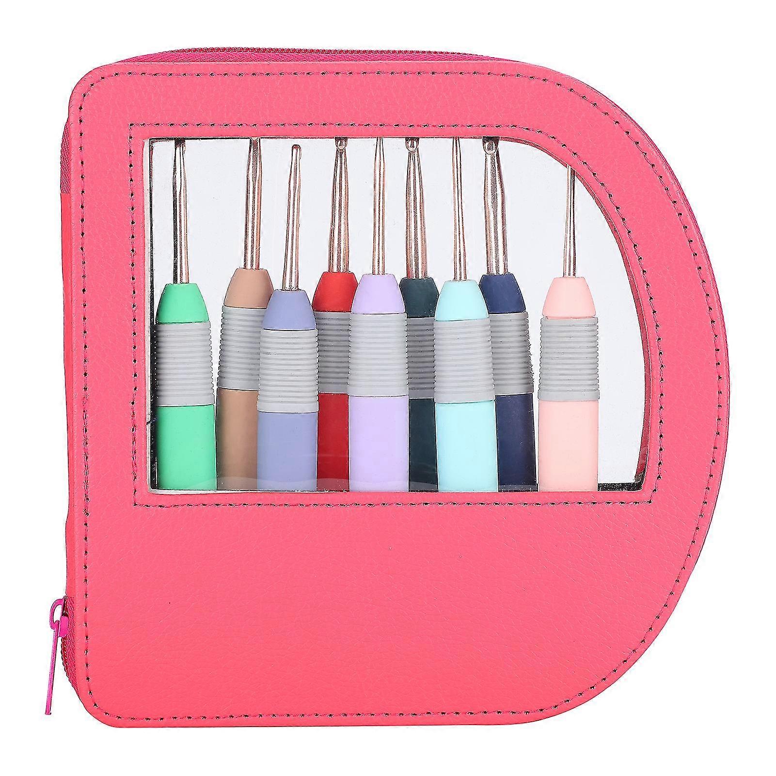 9Pcs Weaving Tools Set - Soft Handle Knitting Needles and Crochet Hooks with TPR Handle, Radian Design