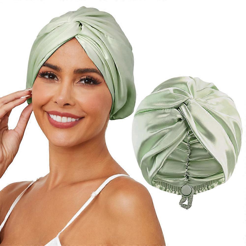 Adjustable Silk Satin Hair Bonnet For Sleeping, Double Layer Hair Wrap Sleep Cap Turban