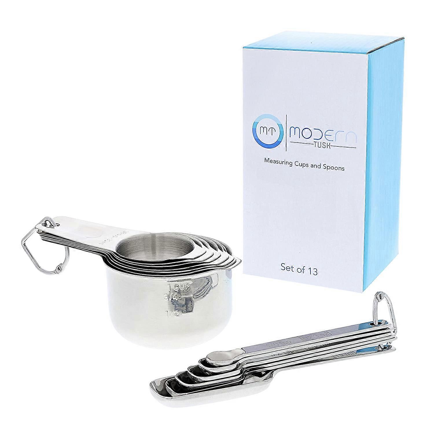 Measuring Cups and Measuring Spoons. Stainless Steel Measuring Cups and Spoons Set of 13 Full Measuring Spoon and Measuring Cup Set