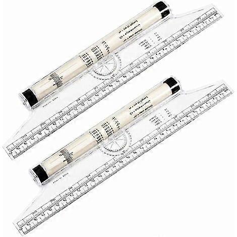 2 Pieces Rolling Parallel Ruler, Rolling Drafting Ruler, Multipurpose Rolling Ruler, Desktop Measuring For Geometry Vertical Parallel Line