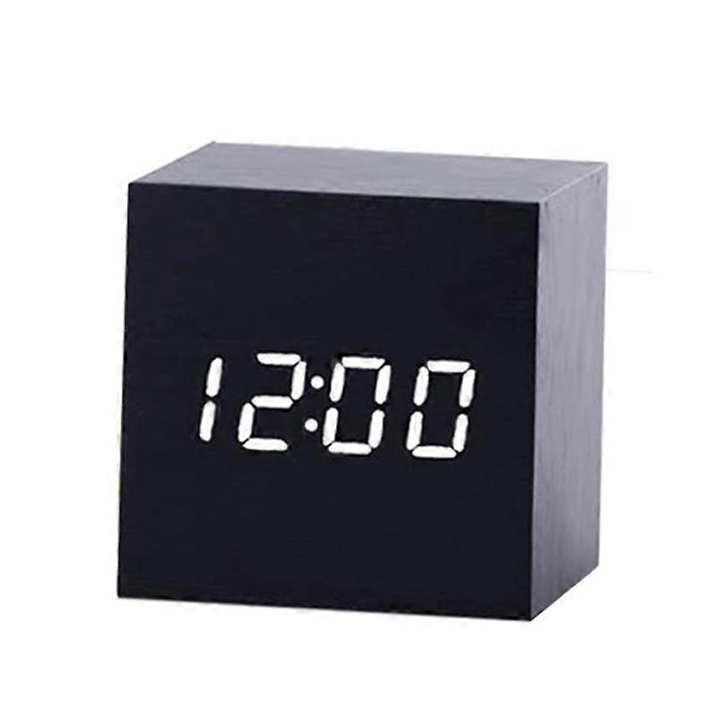 Multicolor Sounds Control Wooden LED Desk Alarm Clock