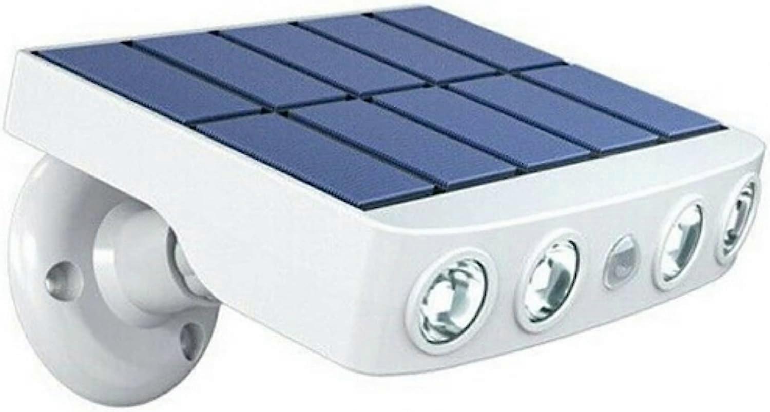 Adjustable waterproof outdoor solar lamp with motion detector - High quality fast charging panel - 4 cold white COB LEDs 500 Lumens - Automatic igniti