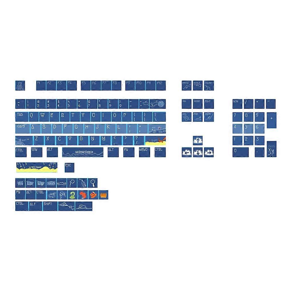 Full 128 Keys Keycaps, XDA Profile PBT Keycap, Blue Swim Style Keys caps