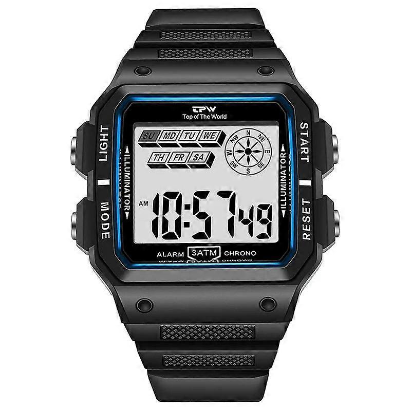 Shock Resistant Digital Watches 3ATM Rectangle Dial Tough Structure