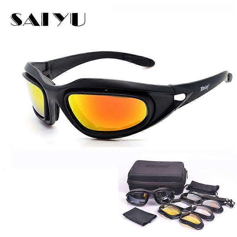 Daisy C5 Army Goggles Desert Storm 4 Lens Outdoor Sports Hunting Sunglasses Anti UVA UVB X7 Polarized War Game Motorcycle Glasse